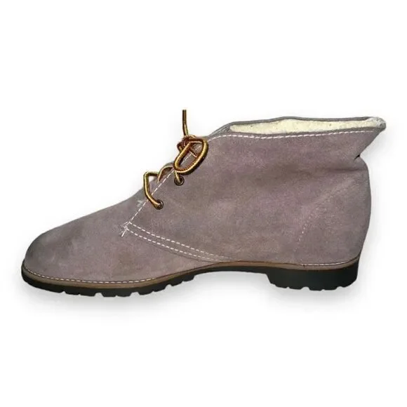 Wimzees Suede/Shearling Chukka Boots Brown Made in USA Women's 10 - Picture 5 of 9